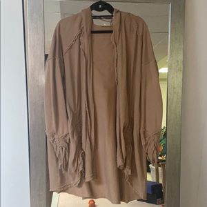 Free people ruched sleeve and hem cardigan